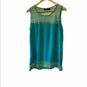 RED CORAL Teal Lace Top Lightweight SleevelessTank